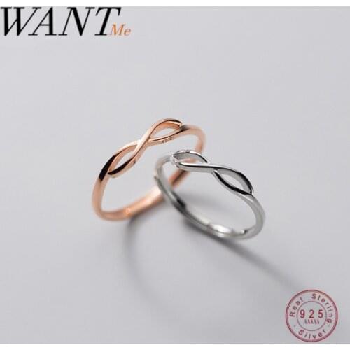 WANTME Genuine 925 Sterling Silver Simple Hollow Cross Opening Finger Ring for Women Fashion Infinite Charm Jewelry Ring Gift