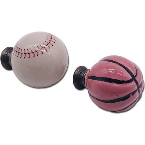 1x Round Sports Drawer Knobs Football Basketball Shape Cupboard Pull Kitchen Cabinet Door Wardrobe Handles DIY Home Decor