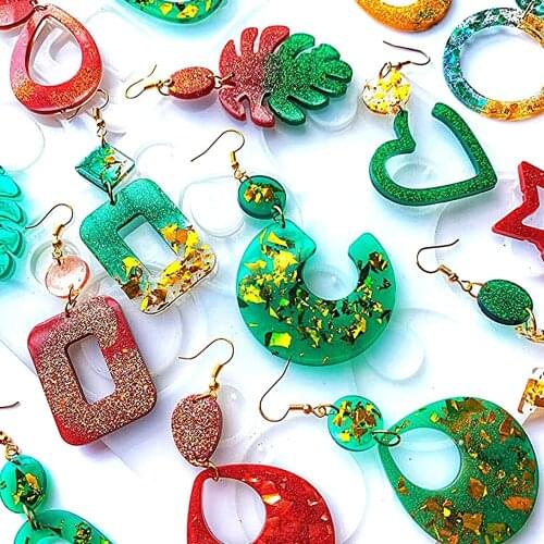 50pcs Silicone Mold Mixed style earrings Resin Silicone Mould Handmade Tool DIY Epoxy Resin Molds Jewelry DIY Accessories