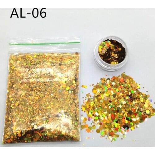 10g Nail HExagon Chunky Glitter Flakes Colorful Nail Art Decals Sequins For Nail Art Slices Mxied Cosmetic Holo Glitter Tips
