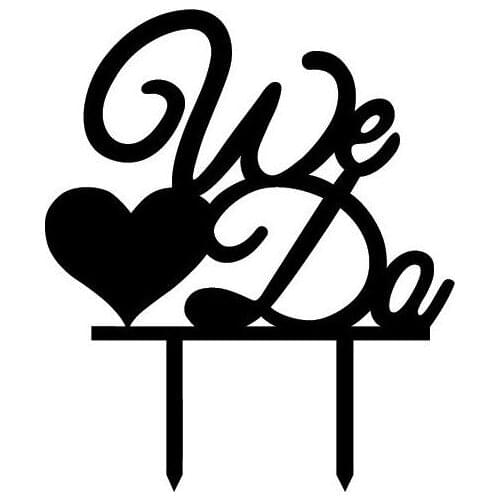 100pcs/lot Creative " We do " heart design Acrylic wedding inserted card Cake Topper Party Cake Decorations