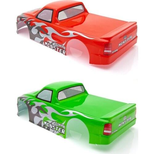 2Pcs For 1/10 RC Car Venom T-10 PVC Painted Body Shell Pick Up Truck Width 205Mm Wheelbase 255Mm - Green & Red