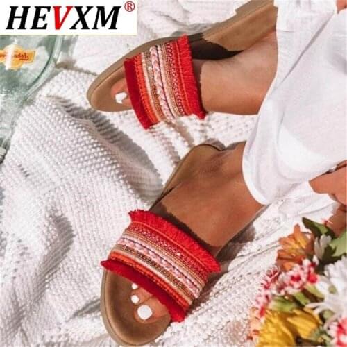 2021 Plus Size 42 43 Summer Women Slippers Rome Style Outside Beach Shoes Flat with Weaving Slides Mules Sandals