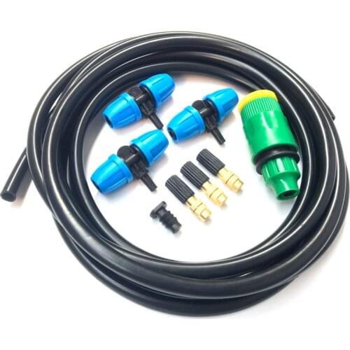 5M Outdoor Garden Misting Cooling System Fitting Hose 5pcs Mist Sprinkler Mist Nozzle Sprinkler Water Kits System