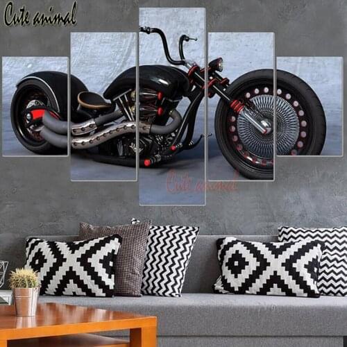 5 Panels DIY 5D Diamond Painting Motorcycle Embroidery full square/round Diamond Cross Stitch Mosaic rhinestones decor home art