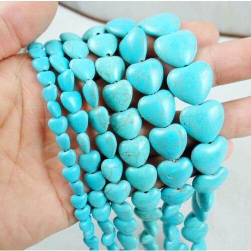 8.10.12.14.16.18MM Natural stone Heart-shaped Turquoises Beads DIY Beads For Bracelet Necklace Jewelry Making Wholesale T3