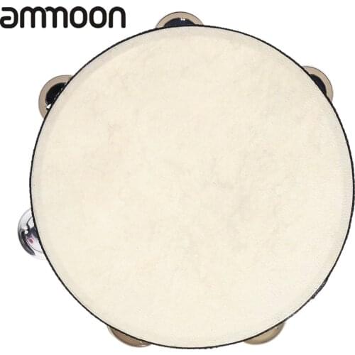 8" Hand Held Tambourine Drum Bell Birch Metal Jingles Percussion Musical Educational Toy Instrument for KTV Party Kids Games