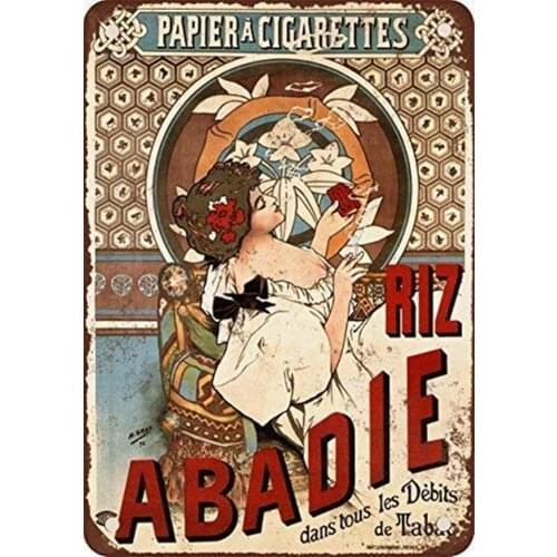 Abadie Cigarette Papers Retro Metal Tin Sign Plaque Poster Wall Decor Art Shabby Chic Gift