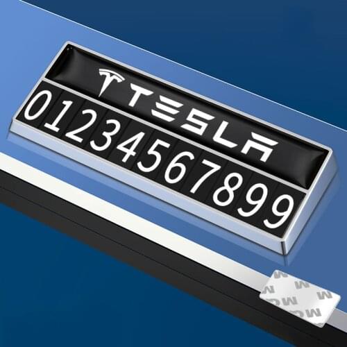 1PC Zinc Alloy Car Temporary Parking Card Phone Number Plate For Tesla Roadster Model 3 Model S Model X P100D P85D Accessories