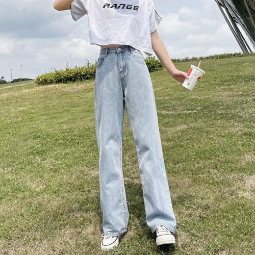 White Wide Leg Jeans Woman Loose Summer High Waist Denim Pants Full Length Plus Size Jeans Trousers Korean Cotton