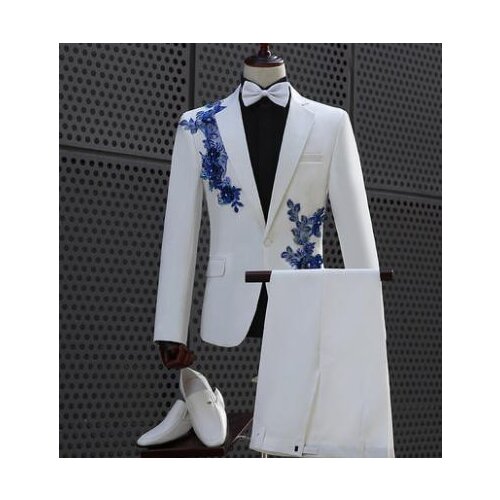 White chorus mariage wedding suits for men blazer boys prom groom suits mens fashion slim masculino latest coat pant designs