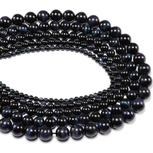 92pcs 8 10 12mm AAA Natural Stone Dark Blue Tiger Eye Agat Round Beads Loose Spacer Bead For Jewelry Making DIY Bracelet