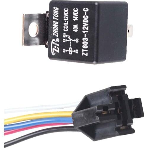 EE support Lot5 Black Iron Back Car DC 12V 40A AMP SPDT Relay 5Pin & 5 Wire Relay Plug W8 Universal Car Styling
