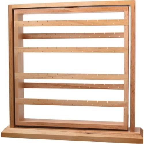 Wood Earring Stand Display Rack 6-Tier Ear Stud Holder 360° Rotating Jewelry Organizer for Hanging Earrings Necklaces