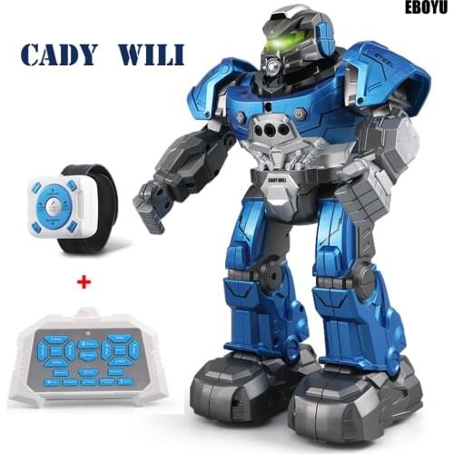 EBOYU 1702B Cady Wili RC Robot Auto Follow Robot with Smartwatch Control Intelligent RC Robot Remote Control Toy for Kids