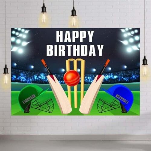 Cricket Sport Theme Birthday Party Backdrop Happy Birthday Spotlight Stadium Banner Photography Backdrops Banner Studio