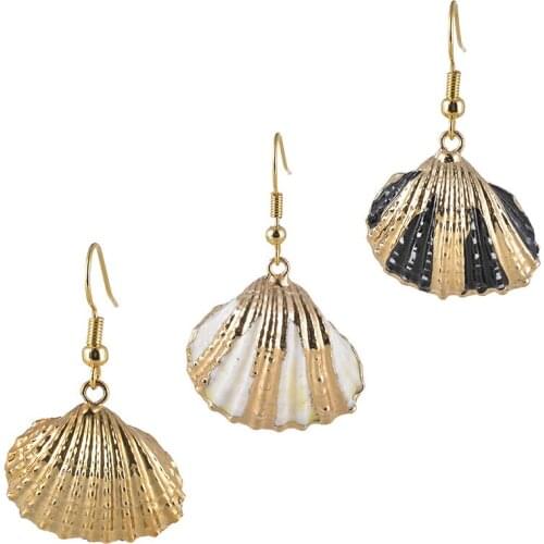 2021 New Fashion simple golden seaside beach sea shell ornament natural shell 18K Gold Plated earrings women