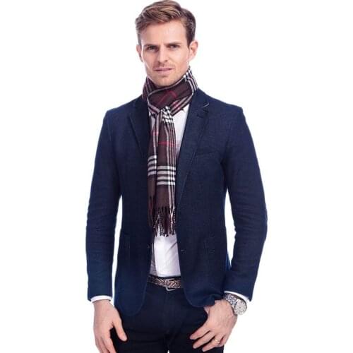 Famous Brand Design New Men Warm Soft Cashmere Acrylic plaid TARTAN SCARF Checked Scarf Coffee A3A17538