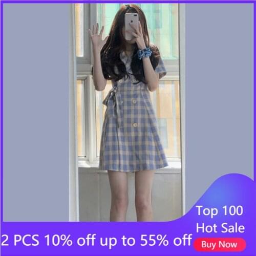 Plaid Dress Womens Summer Classic Style Female Clothing High-Grade Midi Dresses