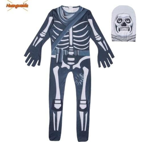 Ghost Skull Skeleton Cosplay Costumes Boys Jumpsuit Party Halloween Costume kids Bodysuit Fancy Dress Children Halloween Props