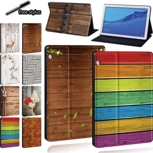 For Huawei MediaPad M5 Lite 10.1/M5 10.8/MediaPad T5 10 10.1/T3 8.0/T3 10 9.6 Inch Tablet Leather Protective Cover + Stylus