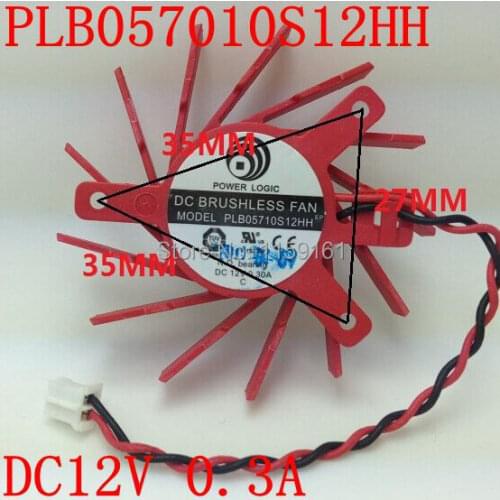 Free Shipping POWER LOGIC PLB05710S12HH 2PIN DC12V 0.3A 50mm ATI HD5550 HD5570 HD5670 V4800 Graphics Card Cooling Fan