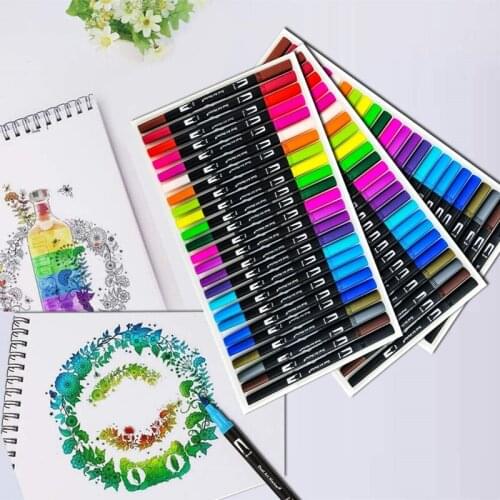 12/24/36/48 Color Sketching Markers Pen Dual Tip Drawing Liner & Brush Pen Set for Calligraphy/Lettering Art Supplies Stationery
