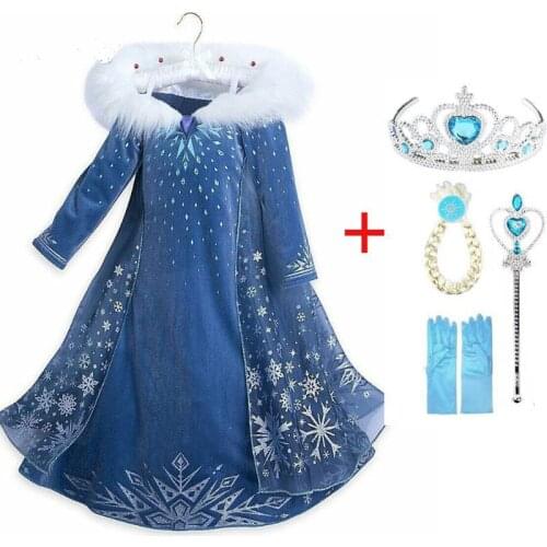 Fancy Childrens Dresses Girls Cosplay Costumes Princess Party Dress Long Sleeves Costumes Winter Dresses for 4-10 Yrs Vestidos