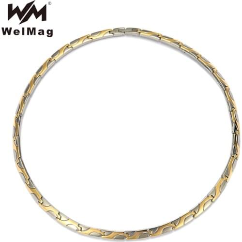 WelMag Fashion Magnetic Necklaces Therapy arthritis relief Gold color Titanium Chains Necklaces For Women Mothers gift