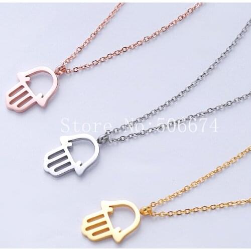 Fashion Jewelry cute hand Necklaces Bijoux Femme Stainless Steel Chain For Women Birthday Gift titanium necklace pary jewelry