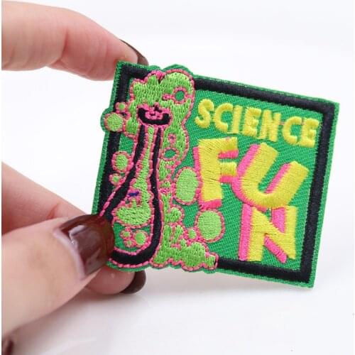 Cartoon Science Fiction Letter Embroidered Iron on Fun Burette Patch Ironing Clothing Sewing Supplies Decor Patches For Clothing