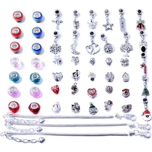 Hot Girls Diy Jewellery Bracelet Arts and Crafts Making Kit with Charms Pendants Rainbow Christmas Beads Chains for Kids