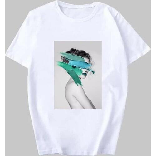 New Women T-shirt Summer Short Sleeve Cotton Plus Size S-3XL T Shirt Art Girl Print Funny Casual O Neck Female Tshirt Tees Tops