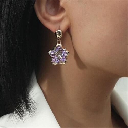 New Temperament Female Irregular Gravel Five-Pointed Star Earrings Drop Earrings for Women Creative Jewelry Gifts
