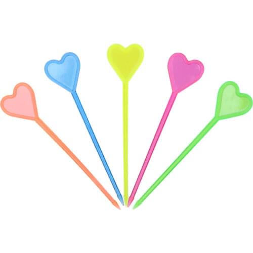 50pcs Heart Shaped Plastic Buffet Sticks For Fruits Cocktail Snack Food Forks Tableware Barware Kitchen Accessories