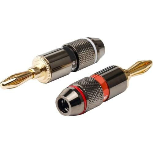 For 2PCS Monster Banana plug 24K gold-plated pure copper speaker adapter screw speaker plug audio connector