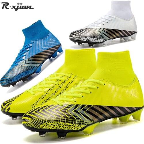 R.Xjian childrens splint training broken nail sports shoes high ankle outdoor professional male spikes football shoes