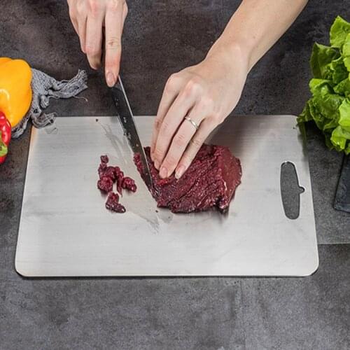 Stainless Steel Cutting Board Chopping Block Rectangle Board Thickened Double-sided Healthy Roll Durable Rectangle Board 1pcs