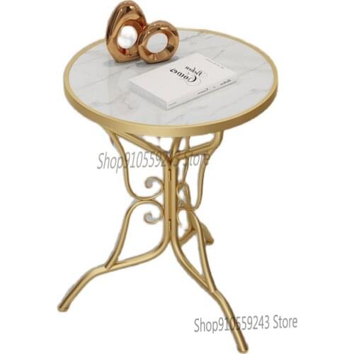 Nordic Light Luxury Rock Slab Corner Table Marble Small Round Table Simple Coffee Table Living Room Sofa Side Table Bedroom Beds