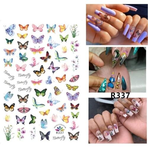 Self-adhesive 3D Stickers for Nails Colorful Butterfly Nail Art Decorations Small Size Fashion Stickers Women Girl Nail Foil