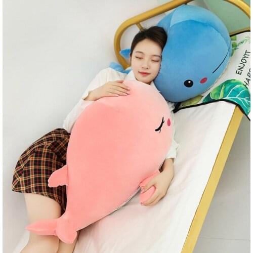 50cm/80cm Super Soft Whale Plush Toy Cartoon Animal Fish Stuffed Doll Baby Sleeping Pillow Cushion Kid Girlfriend Christmas Gift