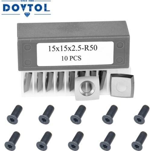 15mm Square Carbide Cutter Inserts 2" Radius Replacement for Woodworking Spiral Helical Planer Head and Lathe Turning Tools 10pc