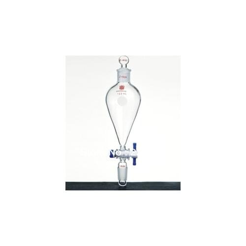 Funnel, Separatory, Capacity:10ml, Joints:14/20, PTFE stopcock:2mm, Stopper:Glass