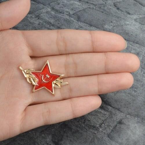 World War II Soviet Soviet CCCP Rice Ears Red Star Scythe Hammer Metal Enamel Brooch Costume Backpack Badge Jewelry Pin