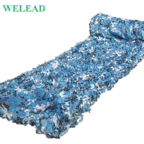 WELEAD 2.5M Wide Military Camouflage Net Sea Blue for Outdoor Canopy Camping Yard Sunshade Carport Tent Cover Decoration Ocean