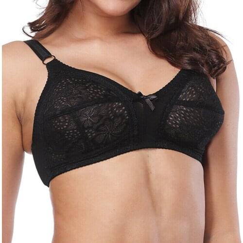 YBCG Black Lace Lingerie Unlined Mesh Hollow Women Bra Plus Size See Through Bras For Women Full Coverage Underwire Bralette
