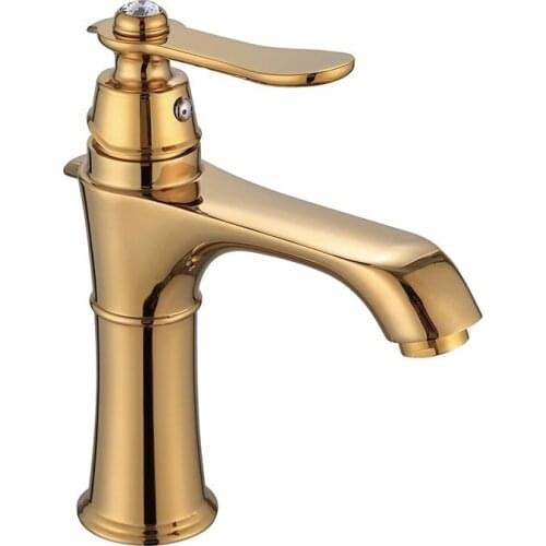 OLINIA golden bathroom fixture deck mounted bathroom faucets single handle basin faucet chrome ceramic core basin OL8260G