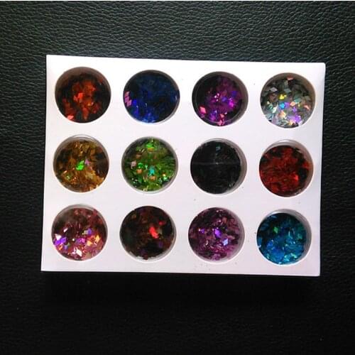 12 Pcs Holo Rhombus Paillette Diamond Nail Glitter Sequins 3d Sparkling Colorful Tips Nail Art Decorations Sets 12Boxes/set