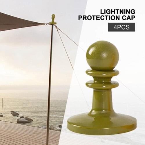 4PCS Outdoor Tent Poles Support Awning Hat Rod TPR Guard Camping Canopy Thunder Proof Cap Canopy Lightning Protection Caps