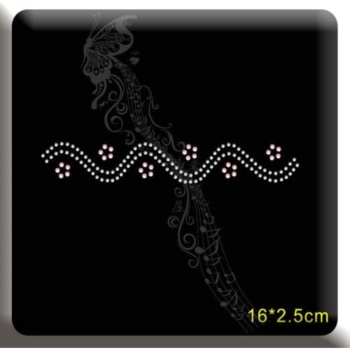 6pc/lot wave flower Rhinestones trim iron on crystal transfers design hot fix rhinestone rhinestone iron on transfers designs